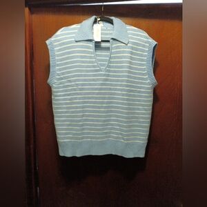 Epretty NWT Woman's Sleeveless Collared Sweater Vest  Size XL Preppy/Chic